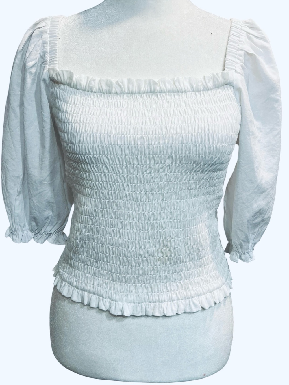 Loft White Puff Sleeve Top - Medium